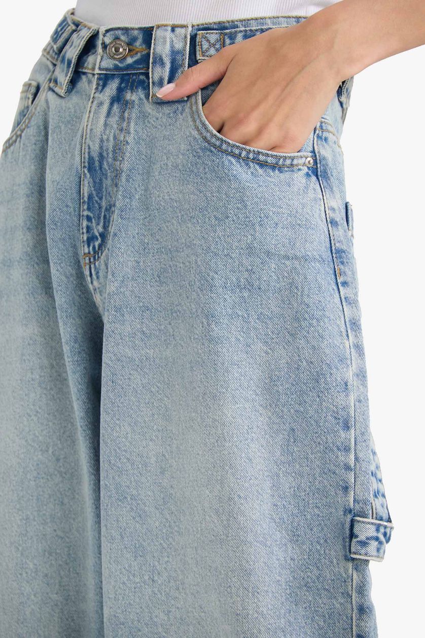 WOMAN Blue Carpenter Fit High Waist Straight Leg Jeans