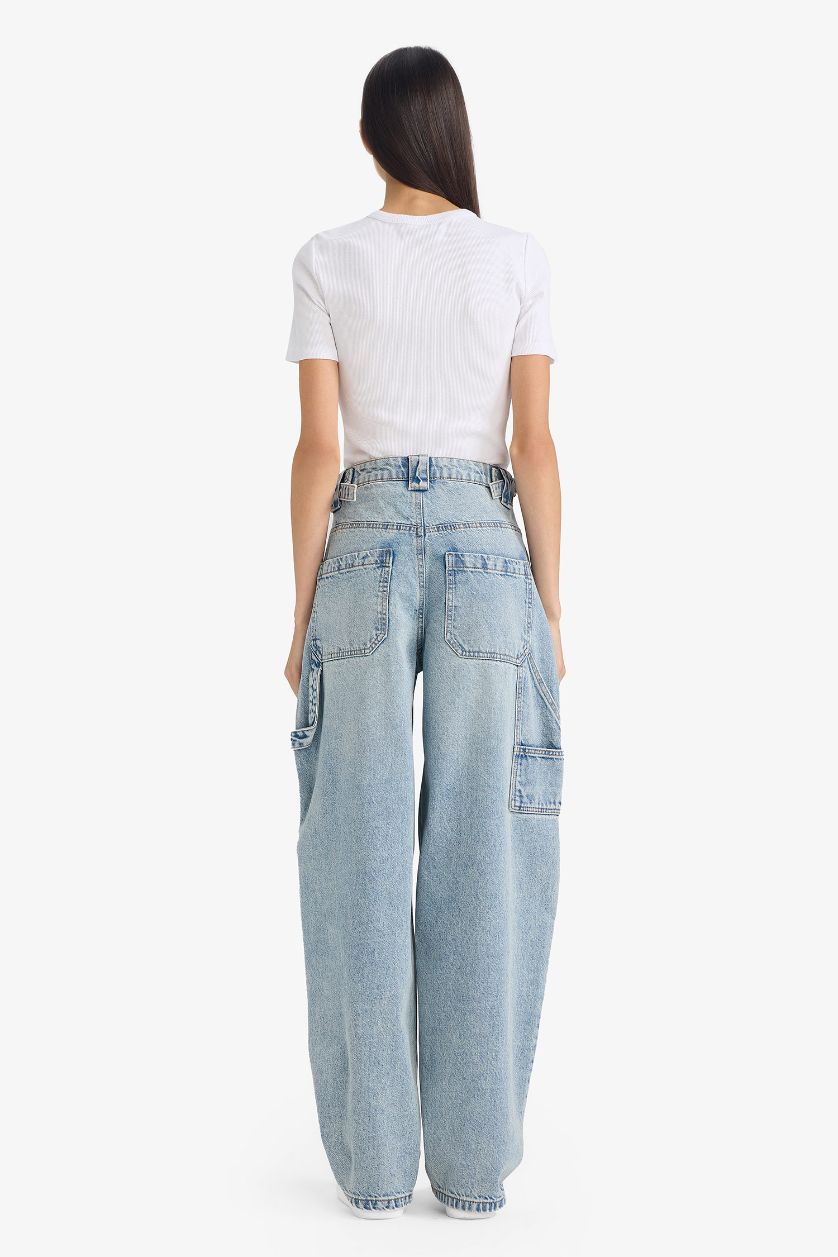WOMAN Blue Carpenter Fit High Waist Straight Leg Jeans