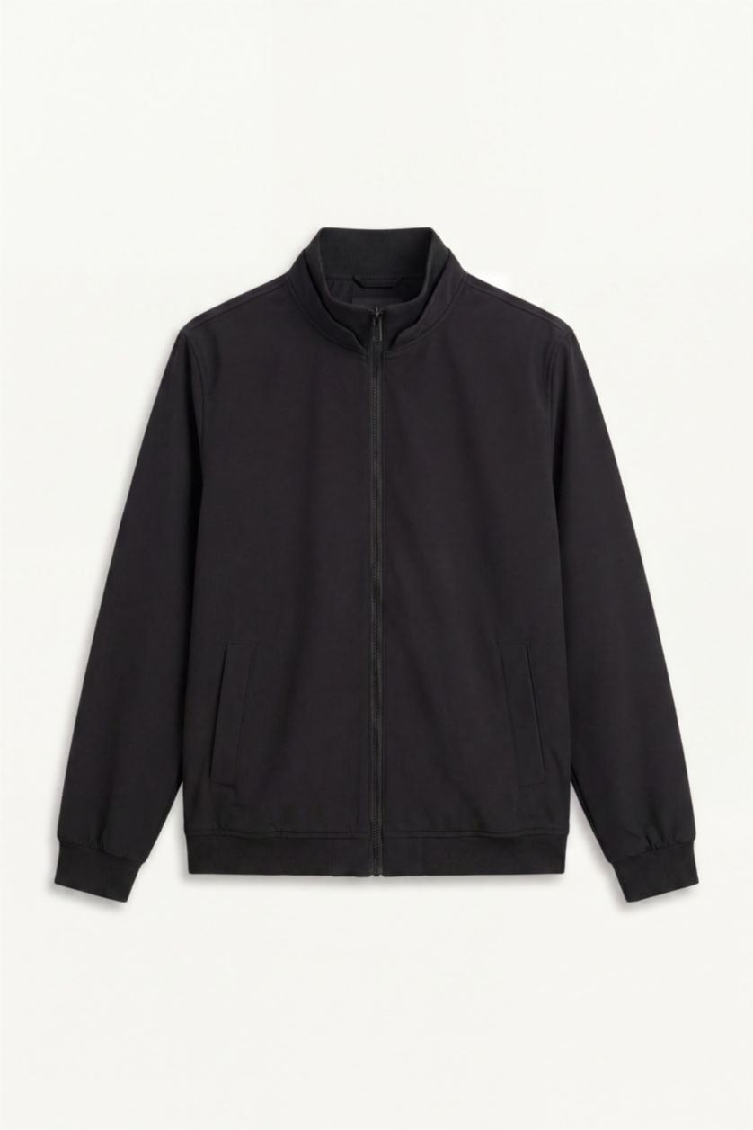 Men Black Zipper Puffer Jacket