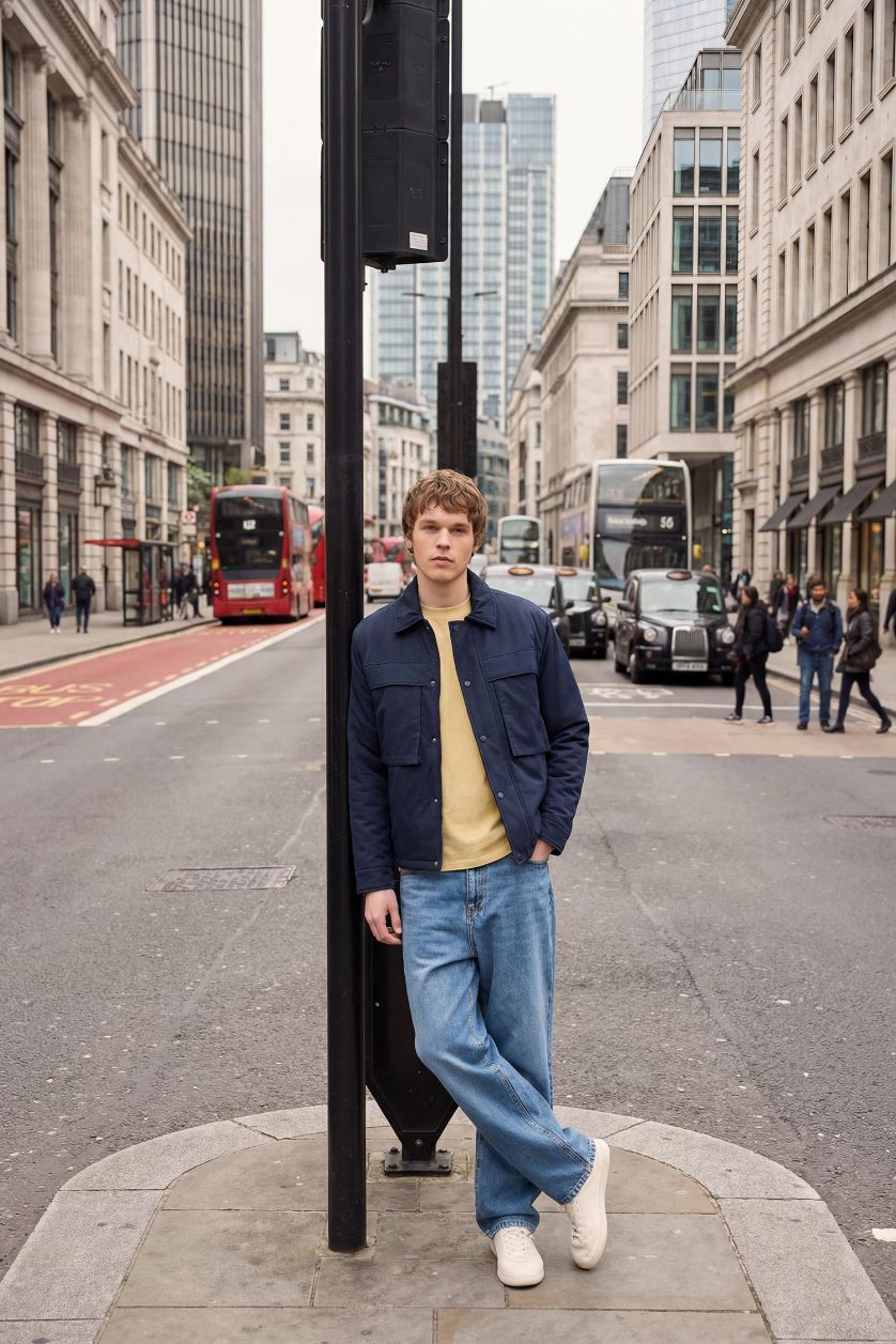 MAN NAVY Regular Fit Polo Collar Waterproof Jacket