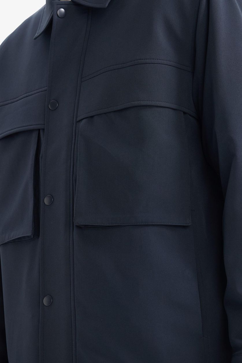 MAN NAVY Regular Fit Polo Collar Waterproof Jacket