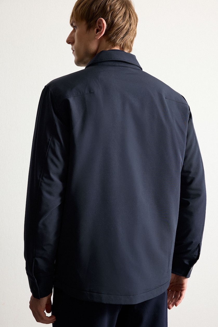 Men NAVY Regular Fit Polo Collar Waterproof Jacket