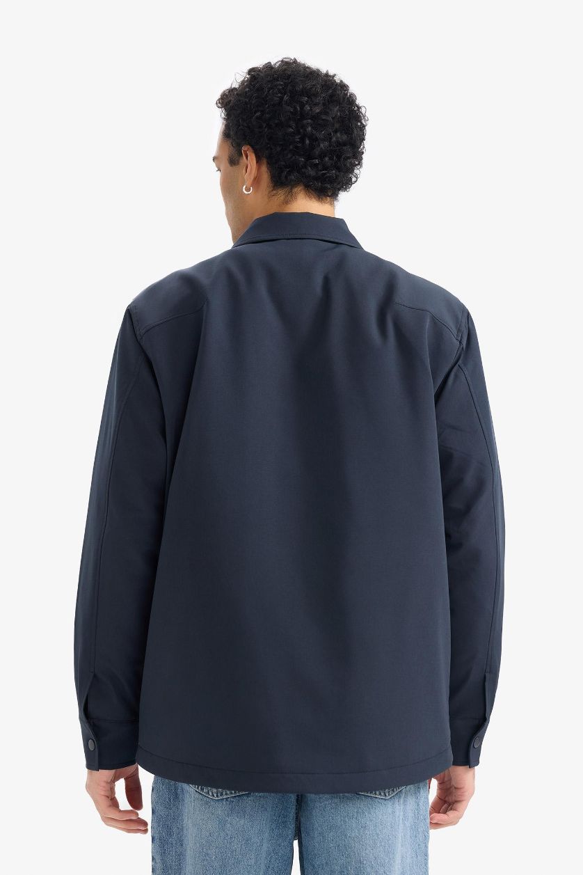 MAN NAVY Regular Fit Polo Collar Waterproof Jacket