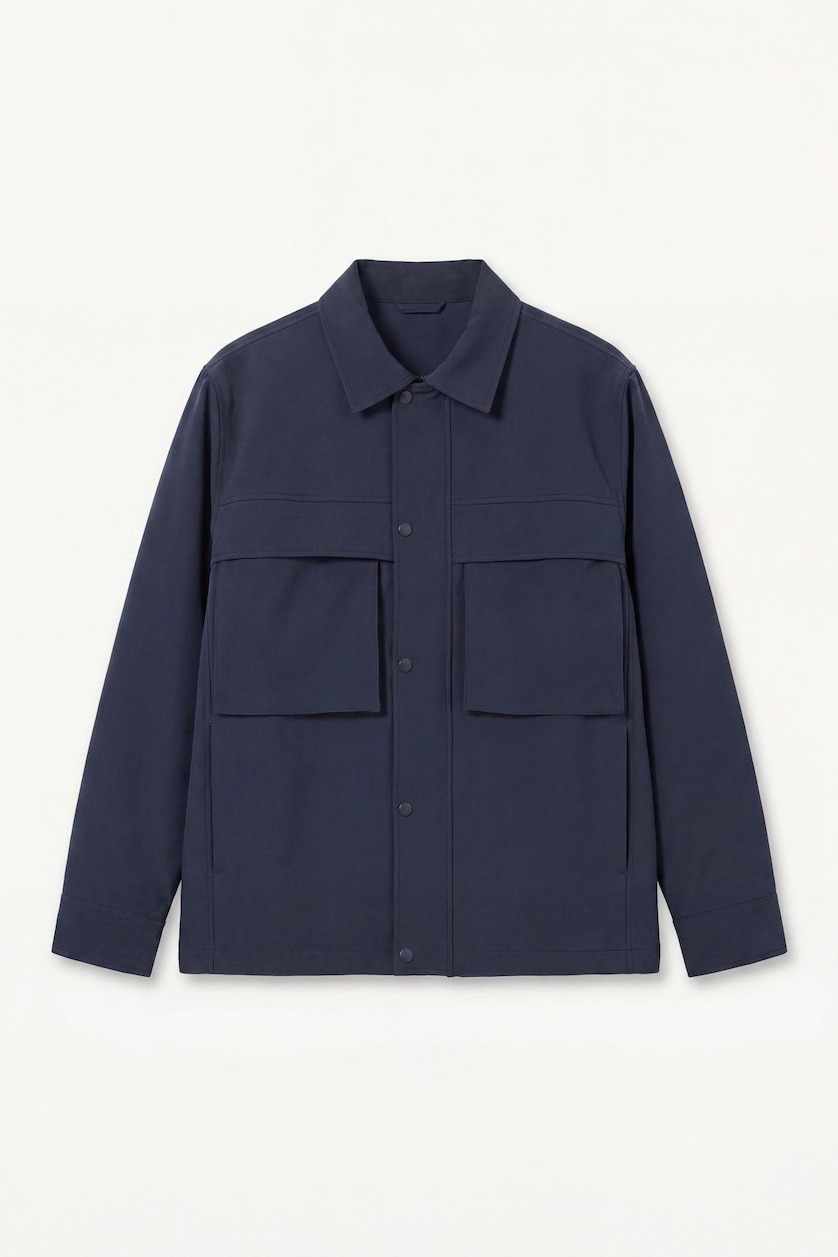 Men NAVY Regular Fit Polo Collar Waterproof Jacket
