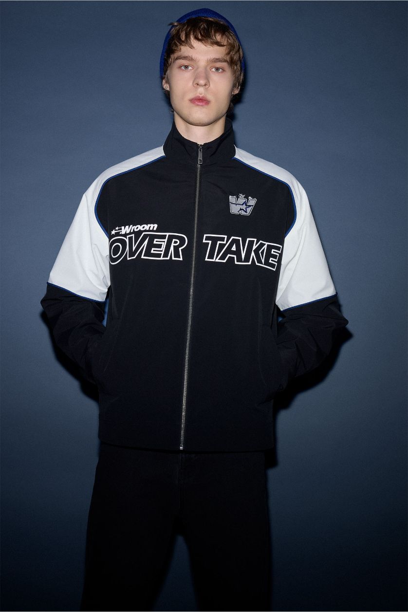 رجال أسود جاكيت دودون اوفر سايز بياقة عالية