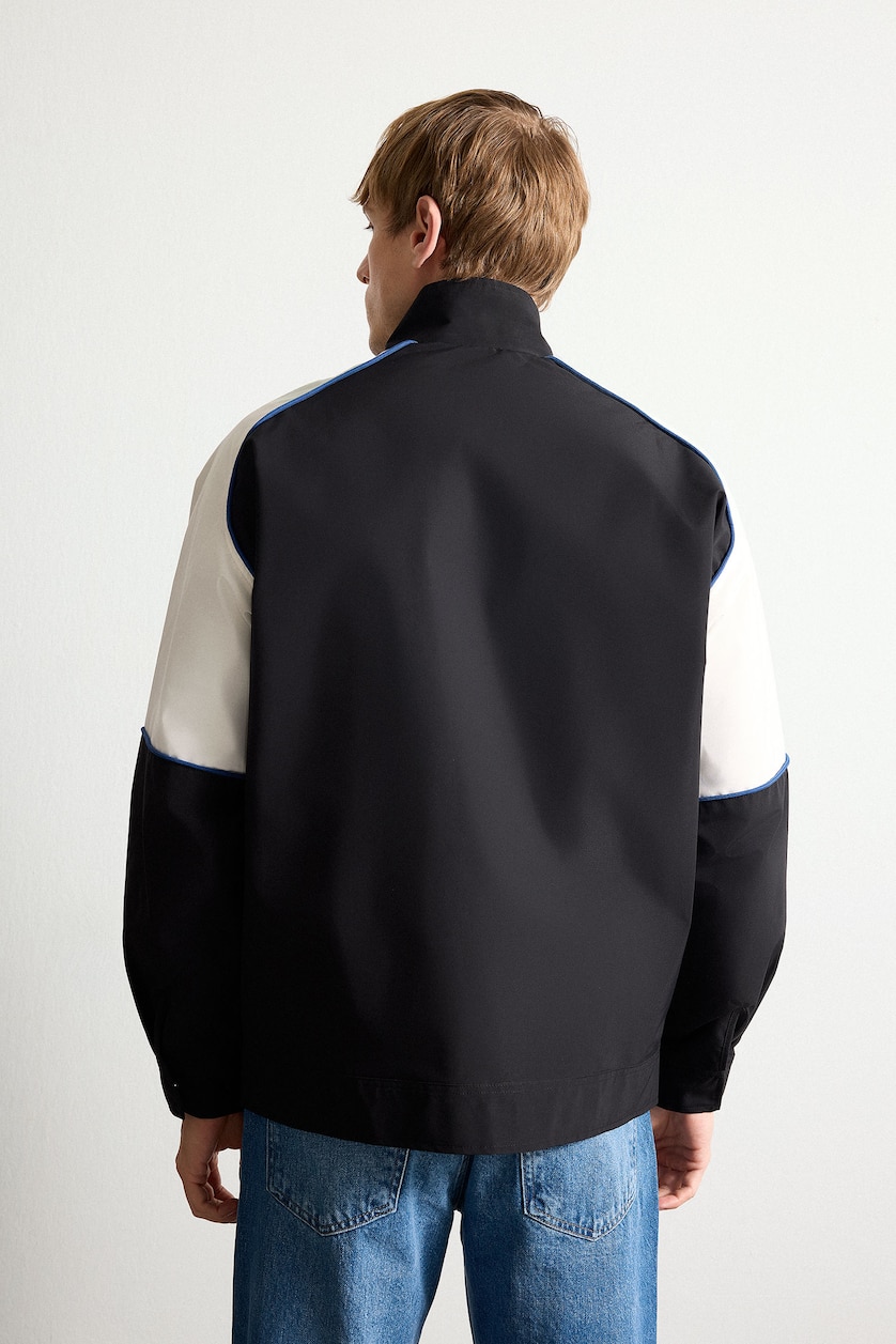 MAN Black Oversize Fit Stand Collar Waterproof Jacket