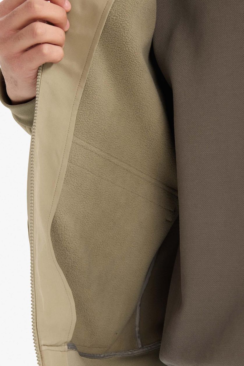 رجالي كاكي جاكيت خفيف قصة عادية بياقة كوليج بجيوب