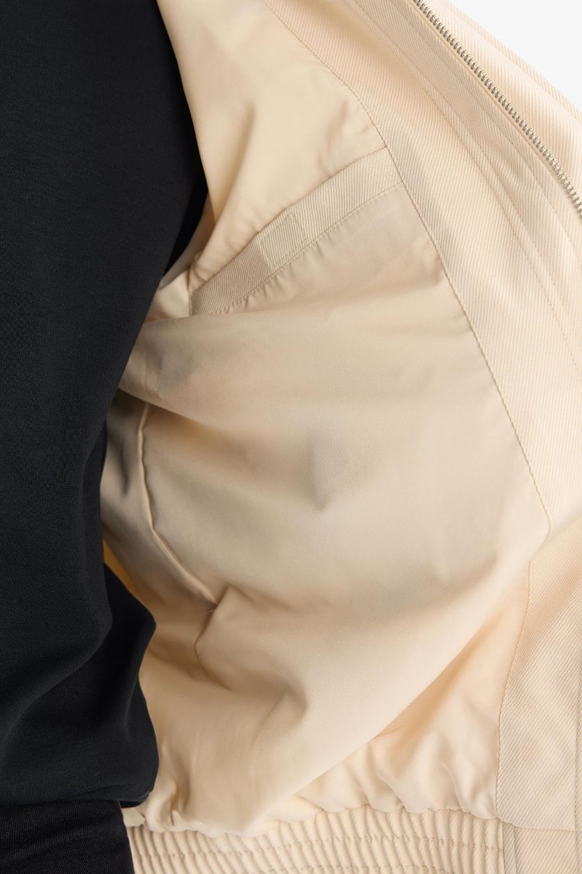 MAN Beige Oversize Fit Polo Neck Waterproof Jacket