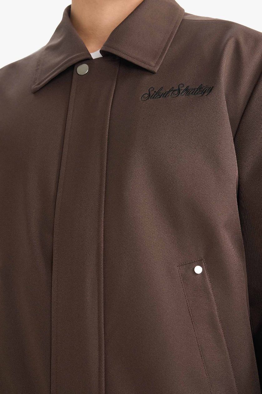MAN Light Brown Oversize Polo Collar Waterproof Jacket