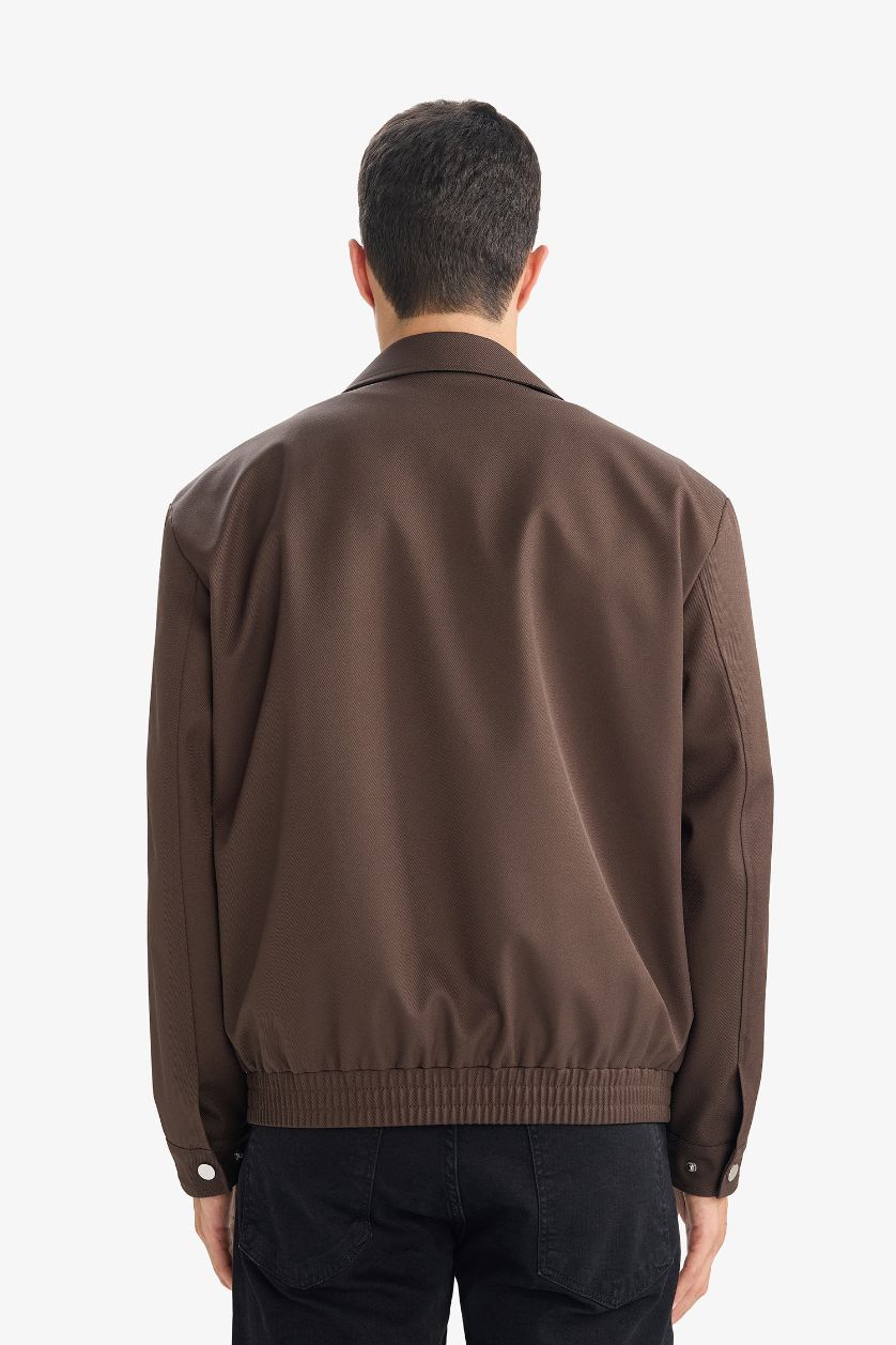 MAN Light Brown Oversize Polo Collar Waterproof Jacket