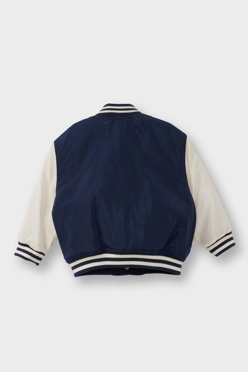 Erkek Bebek Lacivert Su Geçirmez Bomber Mont Erkek Bebek