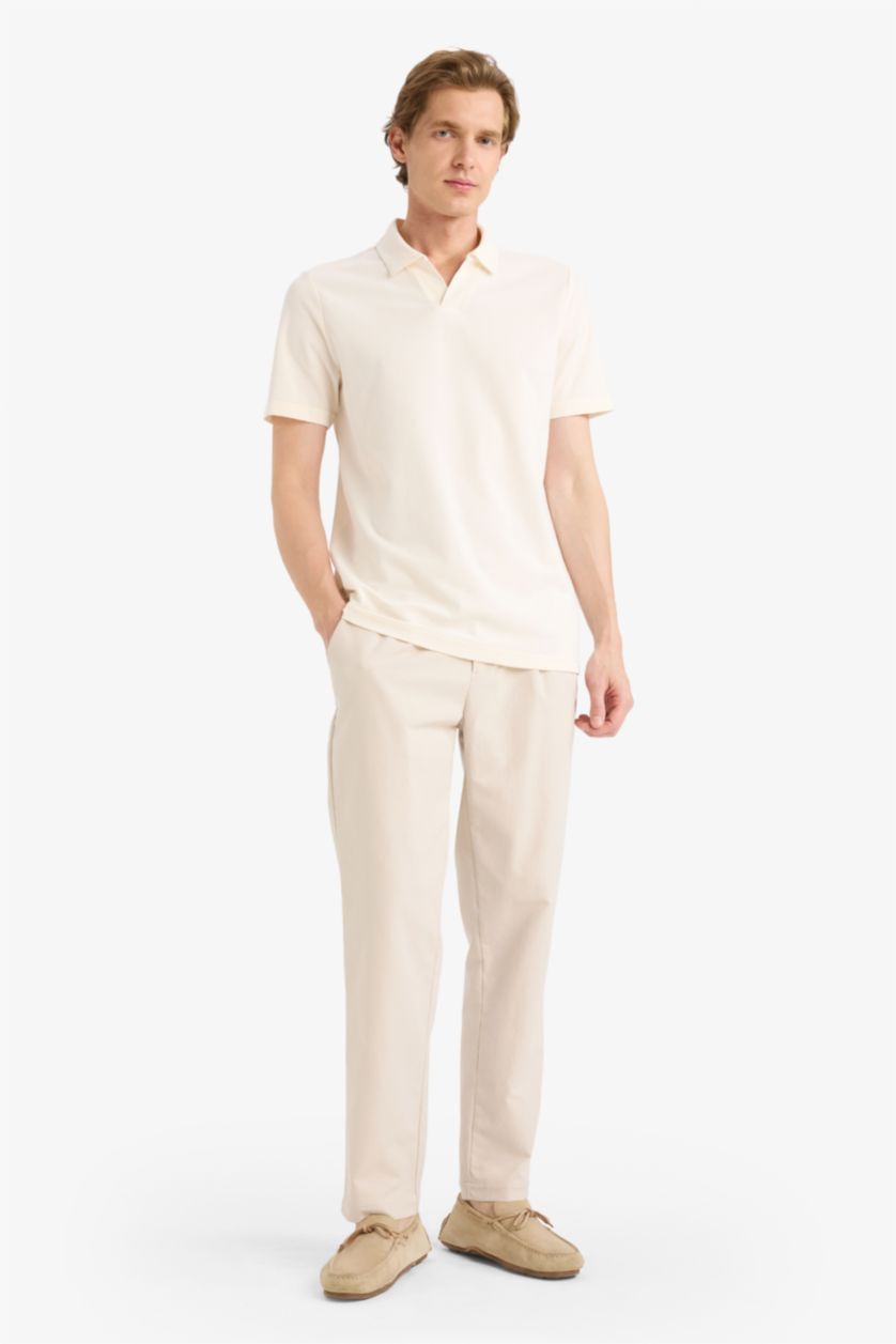 MAN Ecru Regular Fit Short Sleeve Polo Shirt