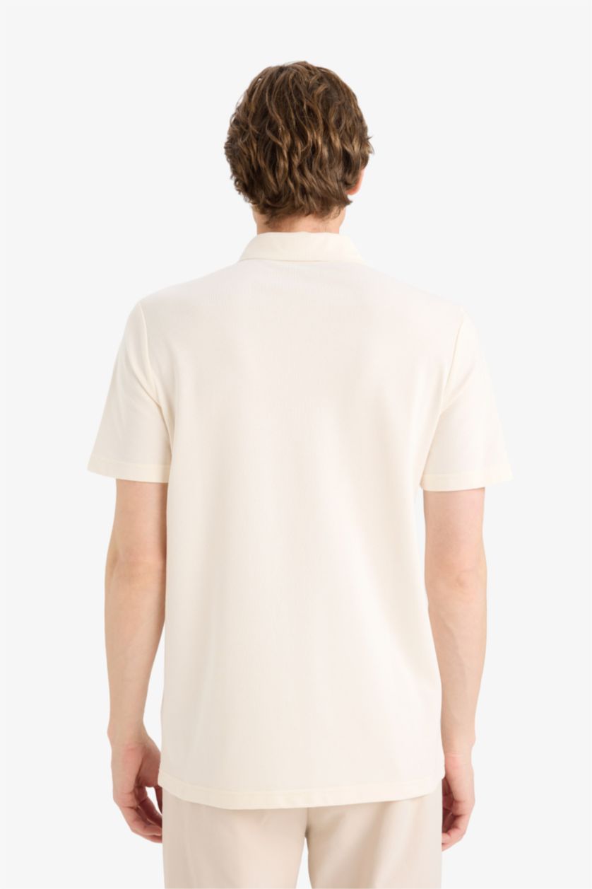 MAN Ecru Regular Fit Short Sleeve Polo Shirt