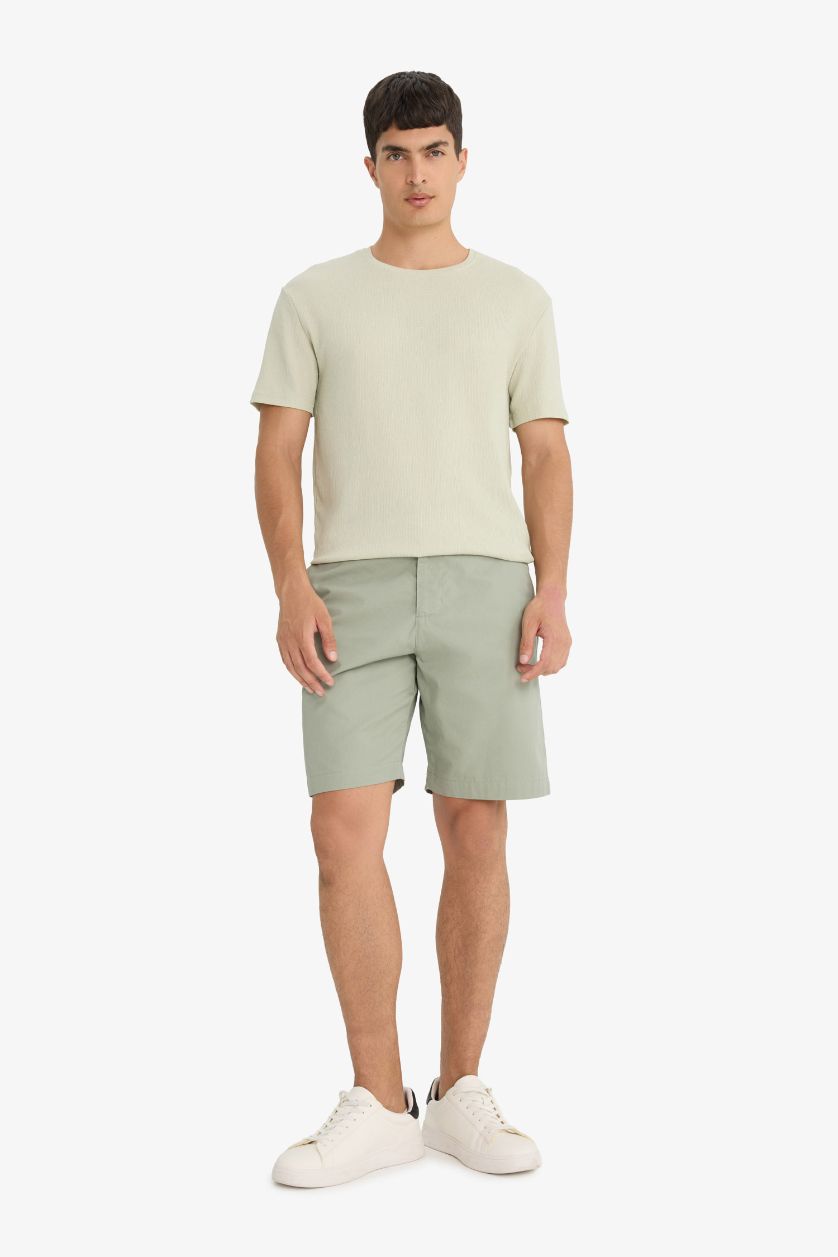 Erkek Taş Regular Fit Bisiklet Yaka Dokulu Kısa Kollu Tişört