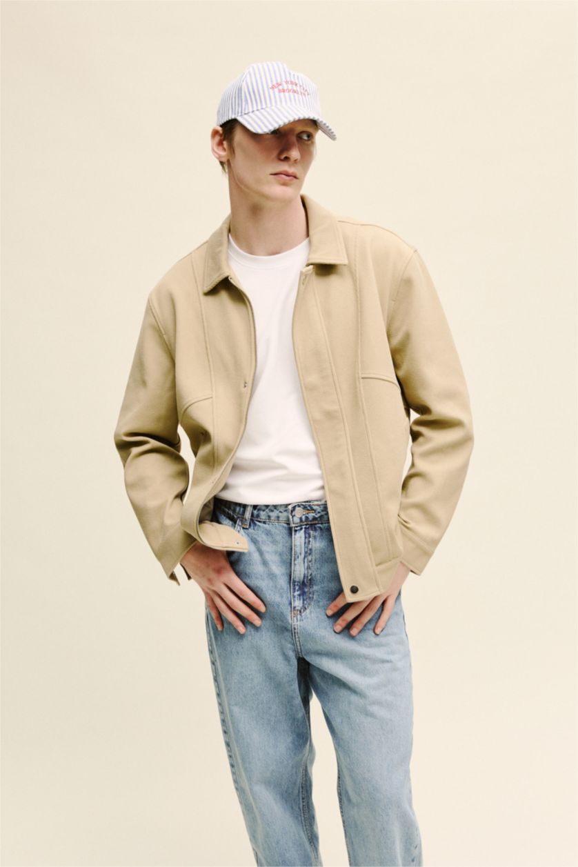 HOMME Beige Veste à col polo Coupe régulière