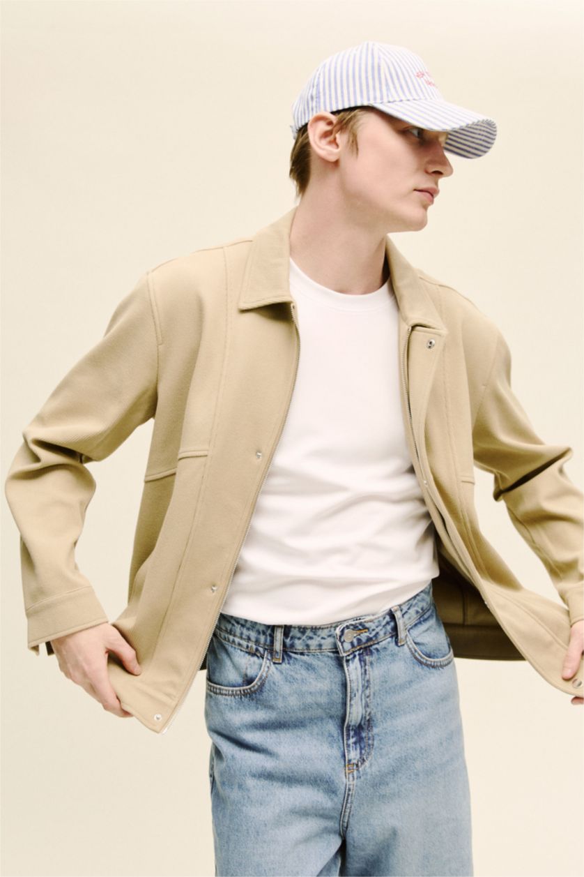 HOMME Beige Veste à col polo Coupe régulière