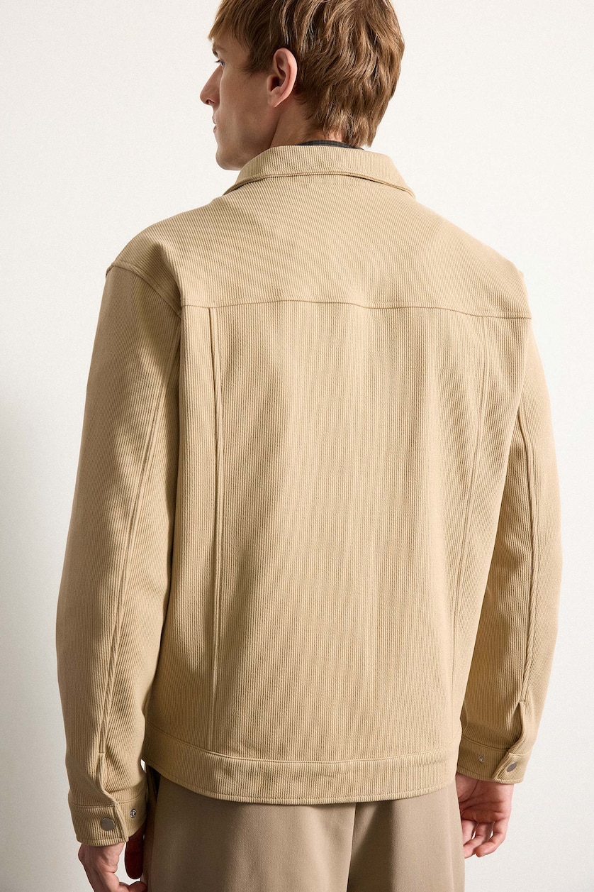 Men Beige Regular Fit Polo Collar Jacket
