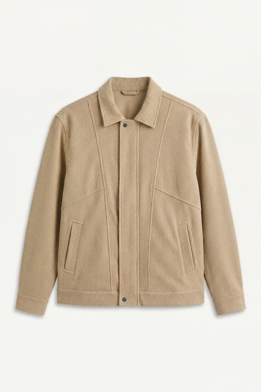 Men Beige Regular Fit Polo Collar Jacket
