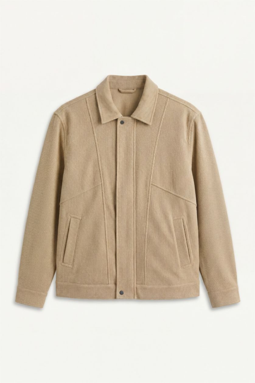 Men Beige Regular Fit Polo Collar Jacket