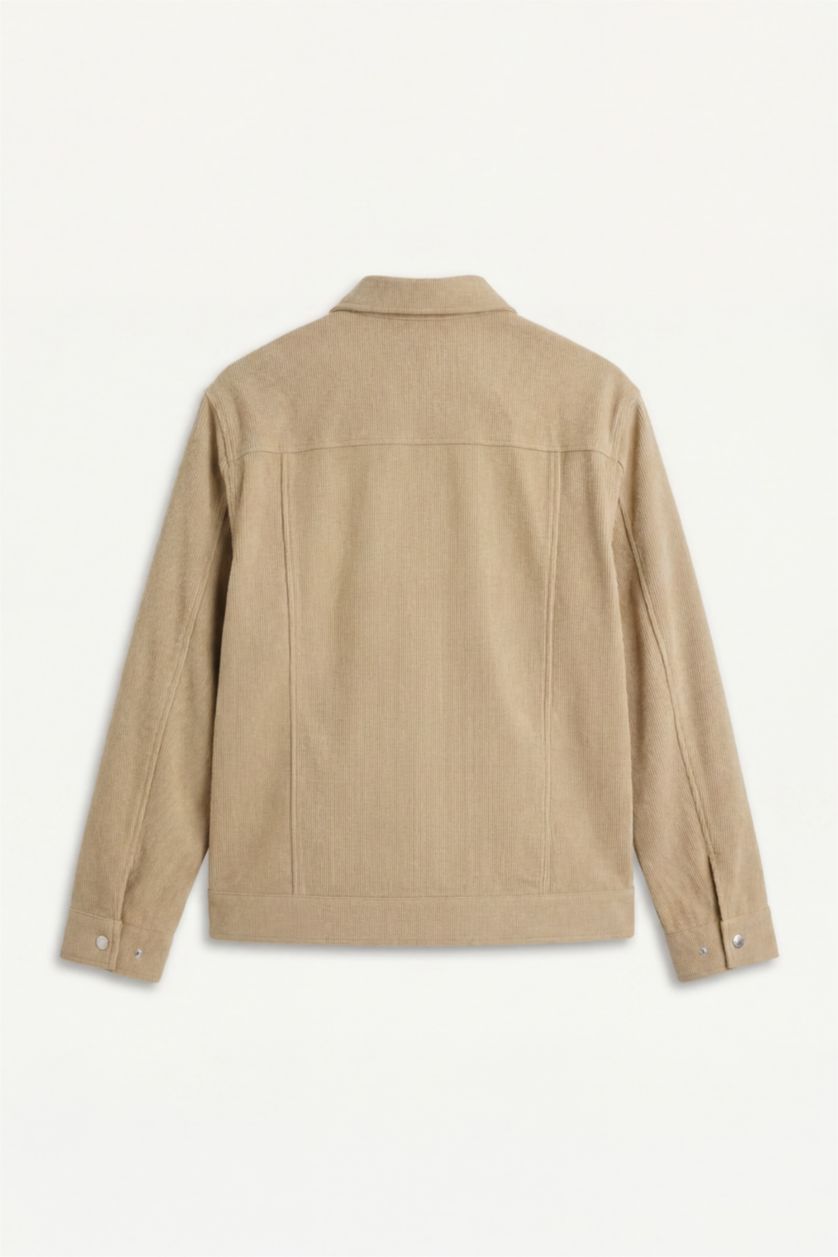Men Beige Regular Fit Polo Collar Jacket