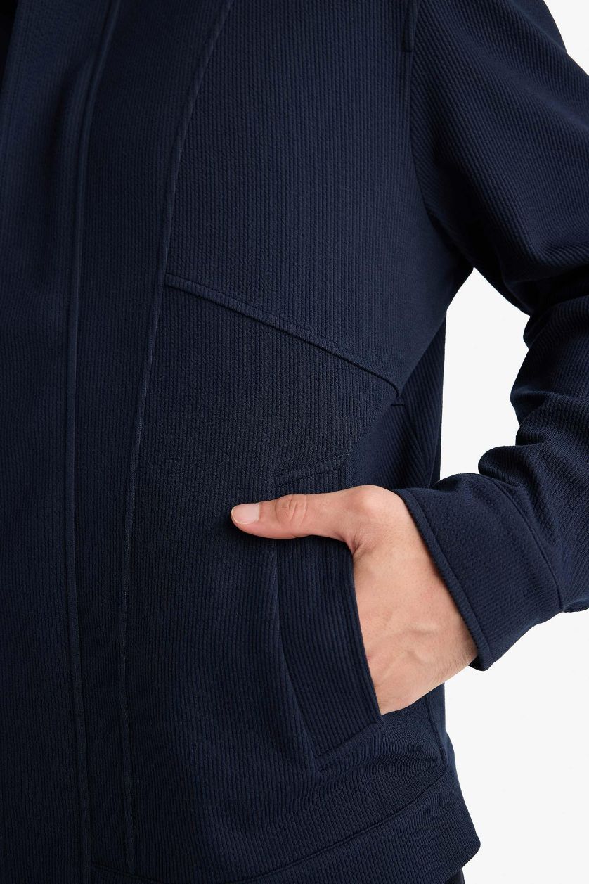 Erkek Lacivert Regular Fıt Polo Yaka Mont