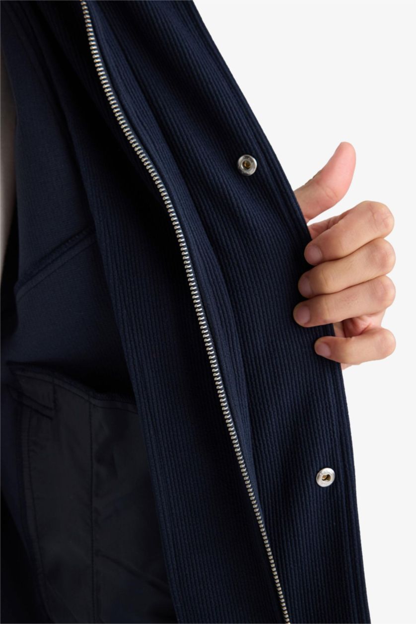 Erkek Lacivert Regular Fıt Polo Yaka Mont