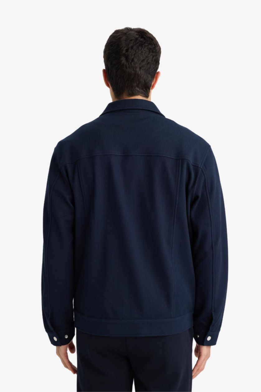 Erkek Lacivert Regular Fıt Polo Yaka Mont