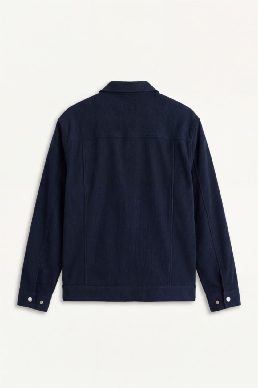 Men NAVY Regular Fit Polo Collar Jacket