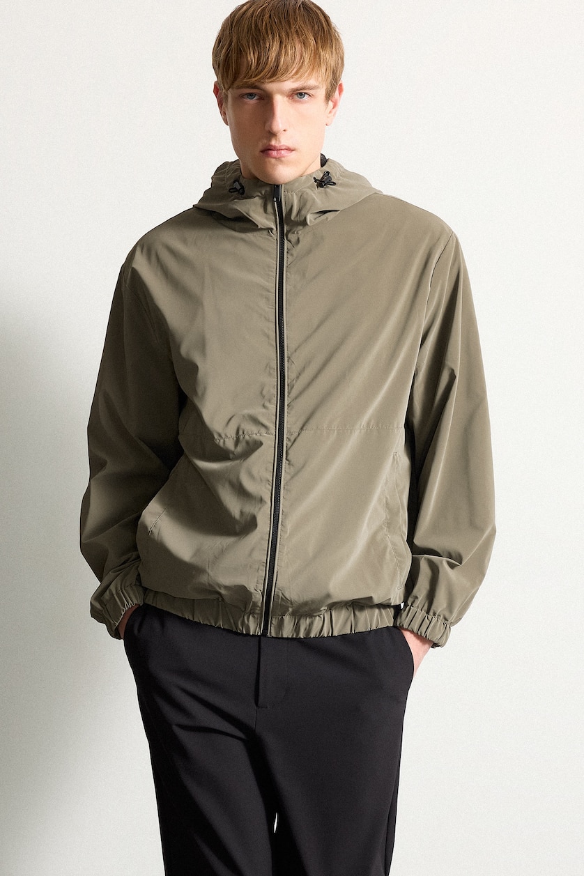 Men Khaki Regular Fit Puffer Jacket