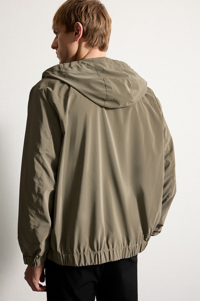 Men Khaki Regular Fit Puffer Jacket