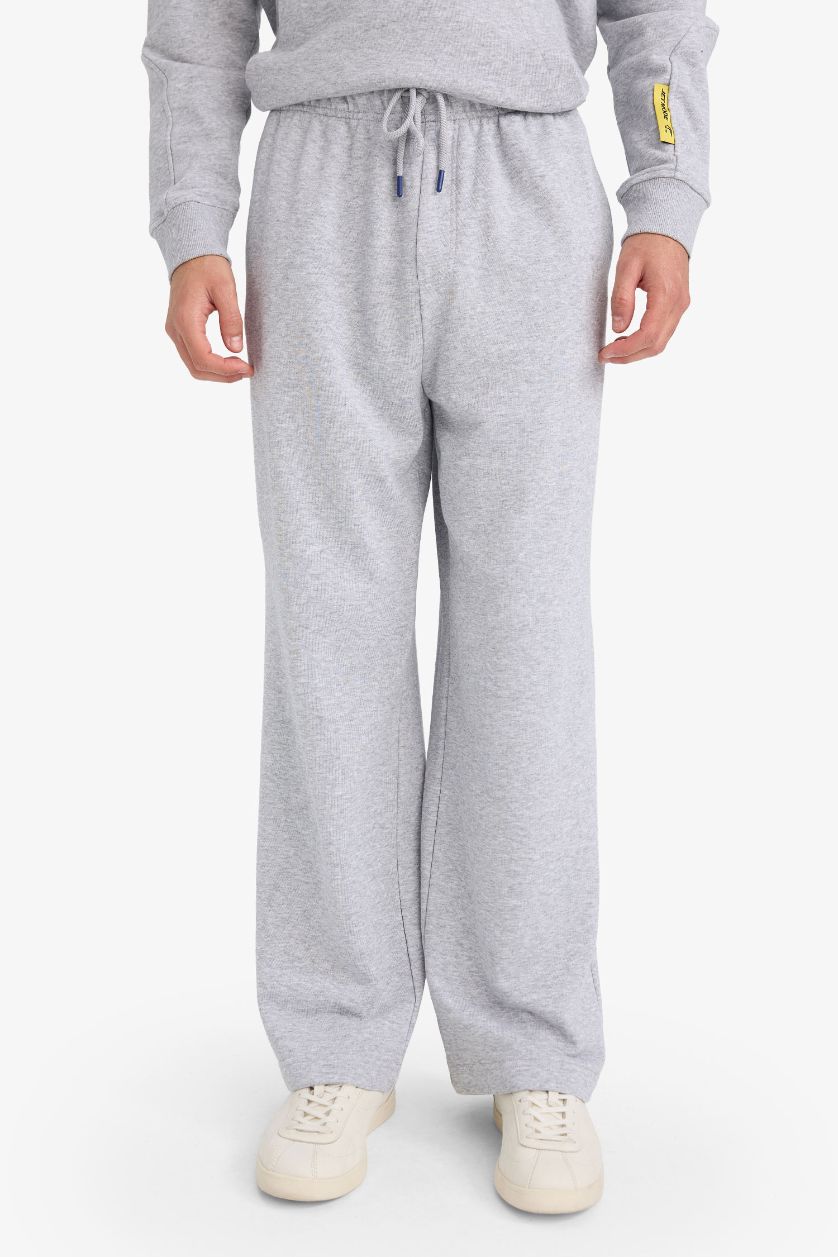MAN Grey Melange Baggy Fit Wide Leg Trousers