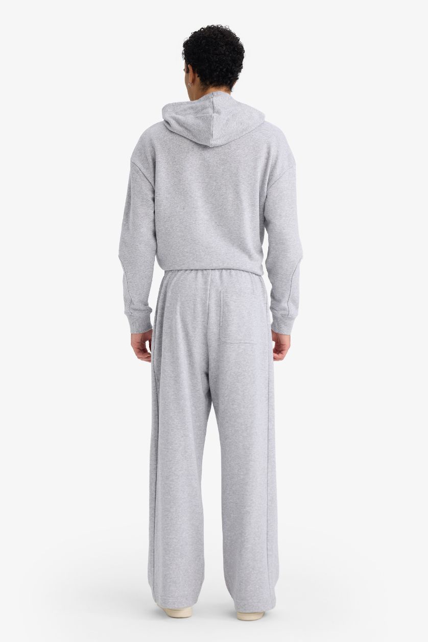 MAN Grey Melange Baggy Fit Wide Leg Trousers