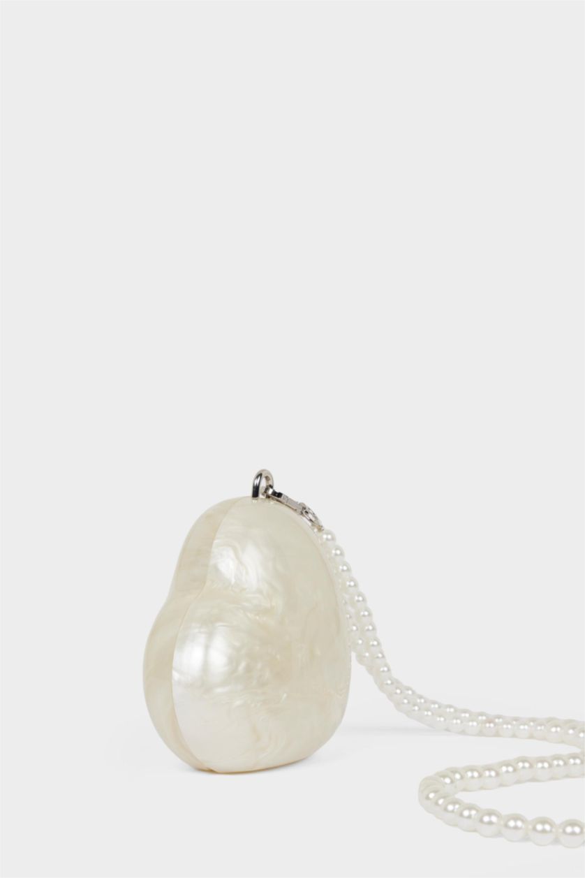 Kadın Beyaz DCEY x DeFacto Kadın Sedef Görünümlü Kalp El Çantası