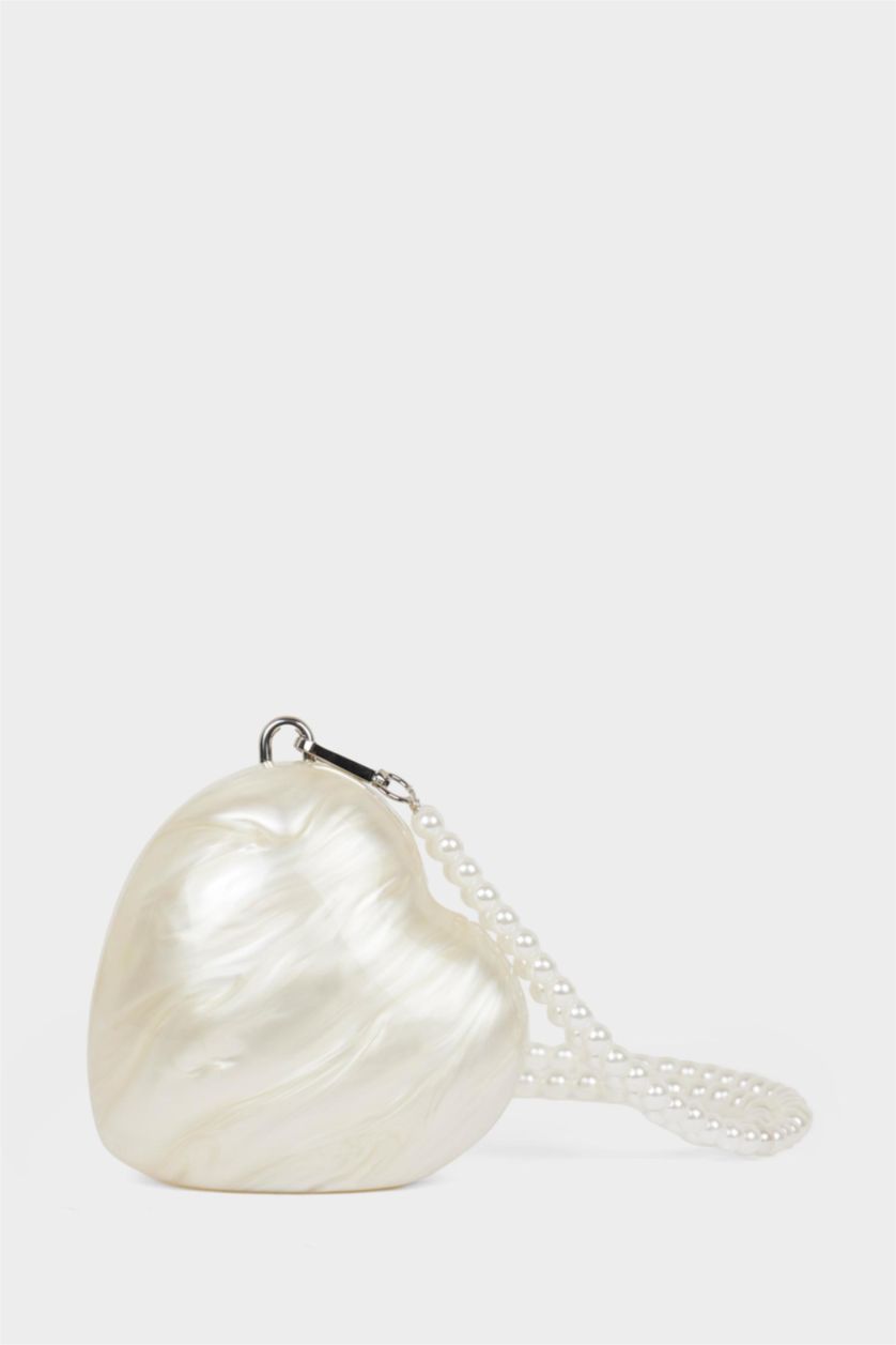 Kadın Beyaz DCEY x DeFacto Kadın Sedef Görünümlü Kalp El Çantası