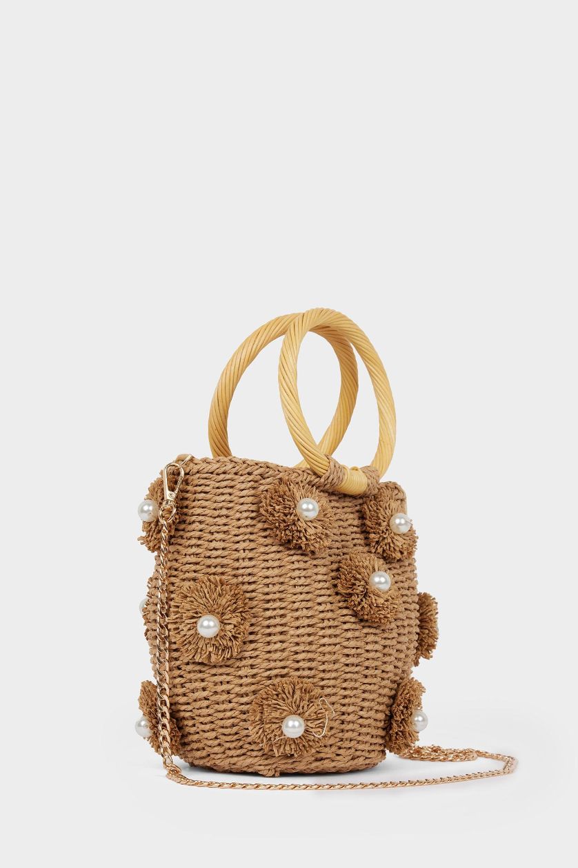 Kadın Kum DCEY x DeFacto Kadın Çiçekli Hasır El Çantası