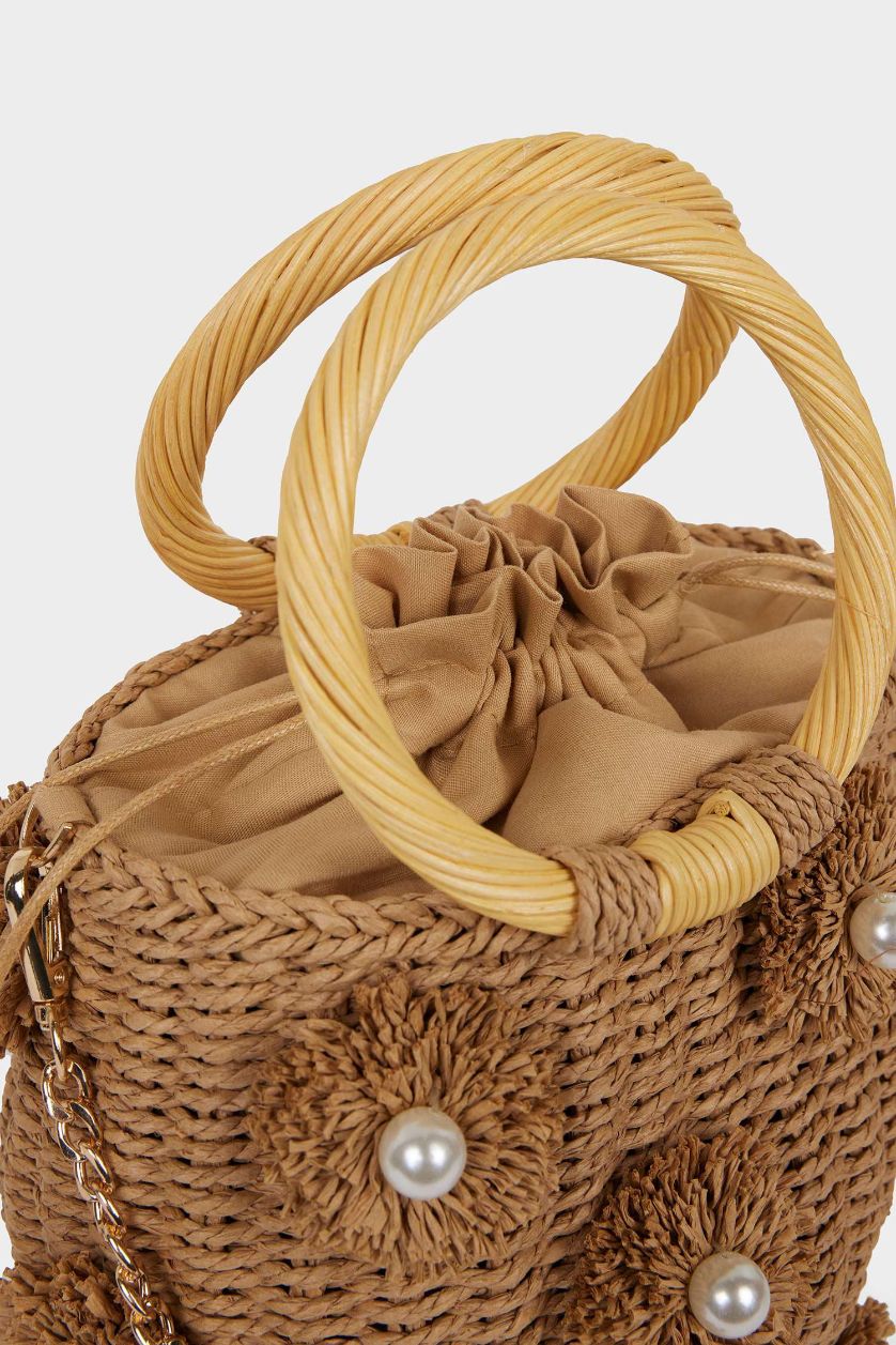 Kadın Kum DCEY x DeFacto Kadın Çiçekli Hasır El Çantası