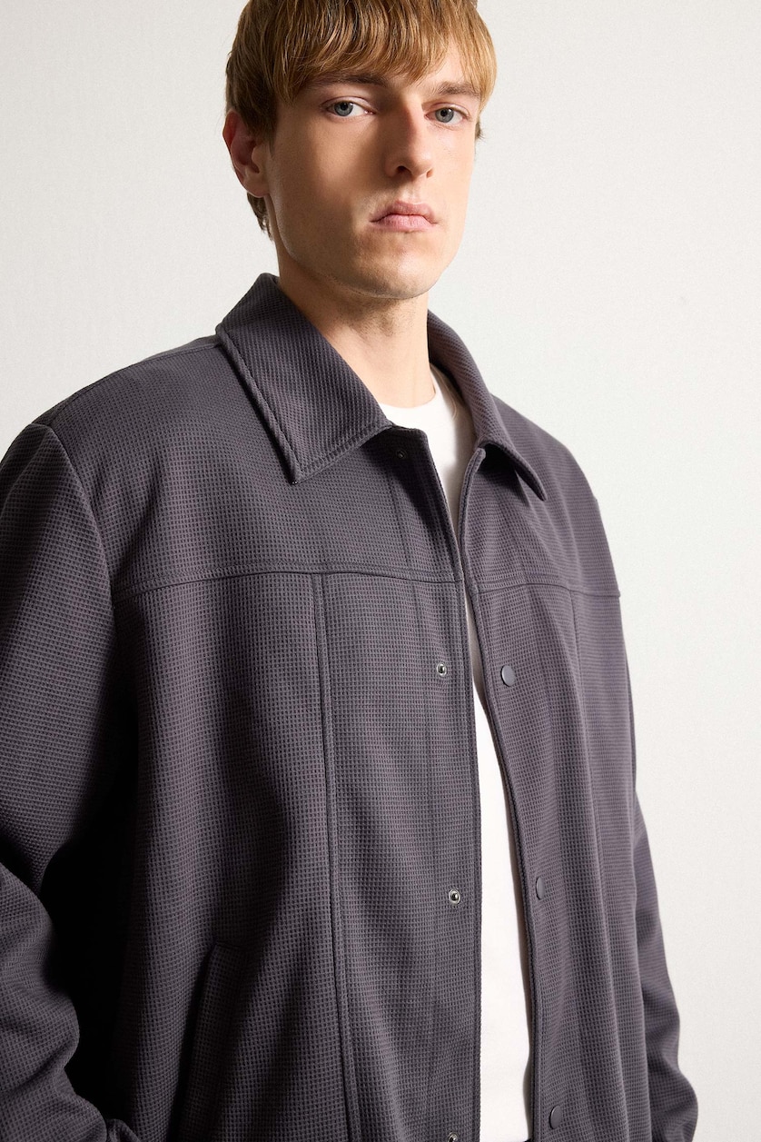 Men Anthracite Polo Neck Jacket