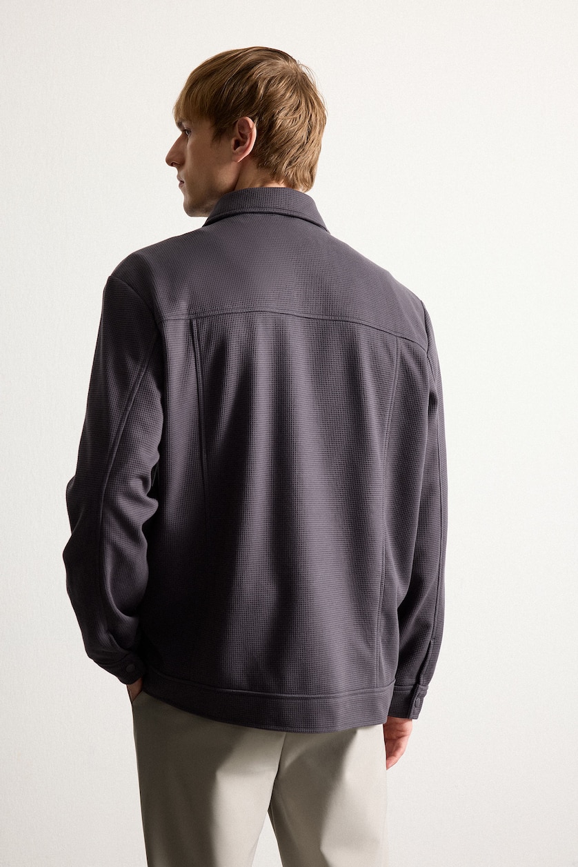 Men Anthracite Polo Neck Jacket