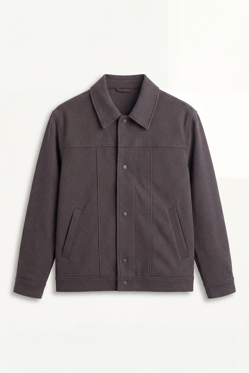 Men Anthracite Polo Neck Jacket