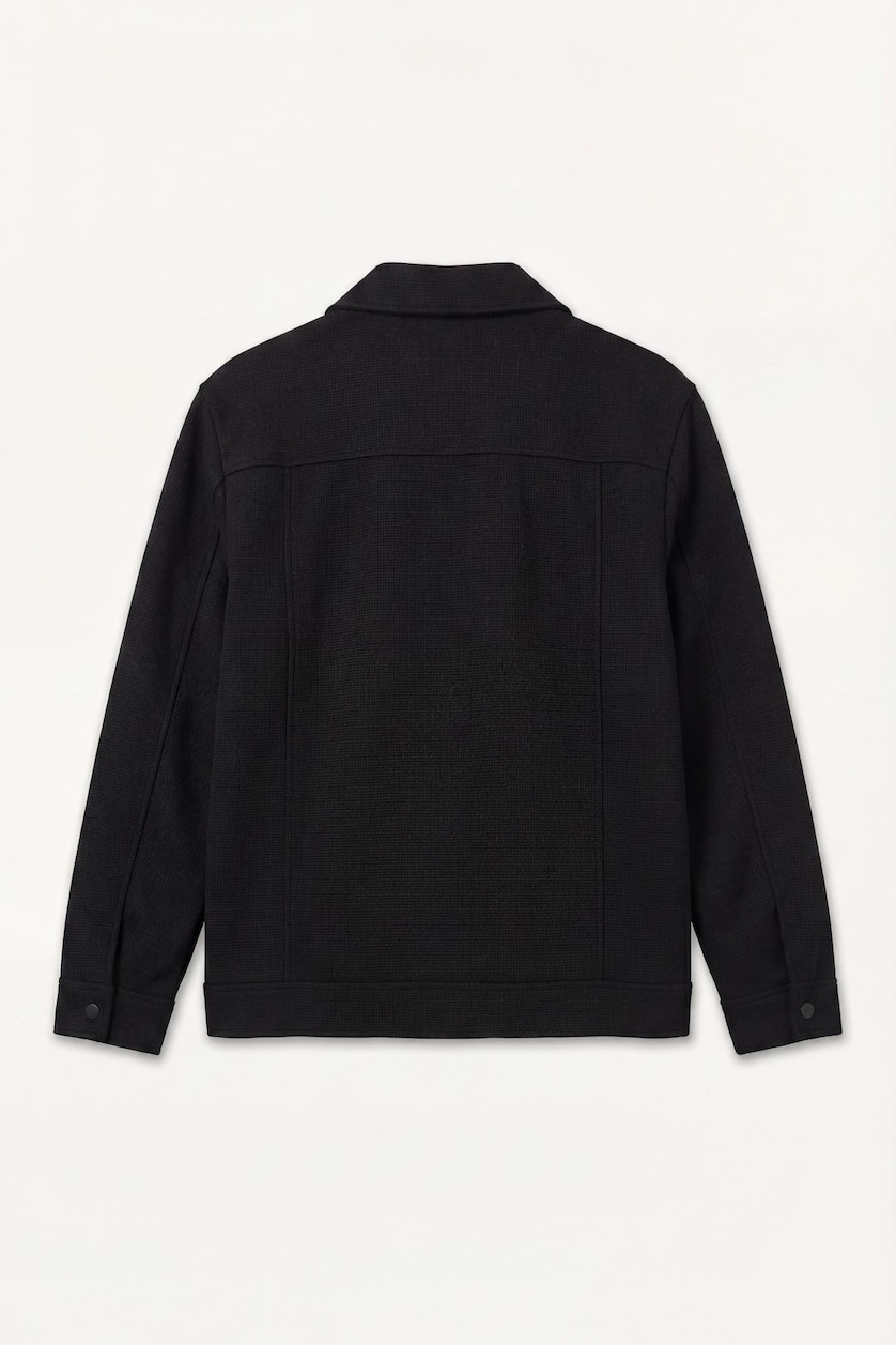 رجال أسود Regular Fit Polo Collar Jacket