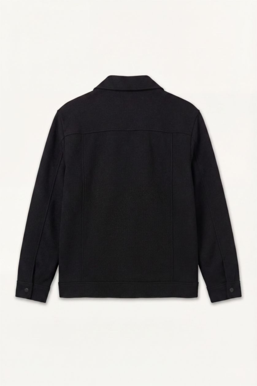 Men Black Regular Fit Polo Collar Jacket