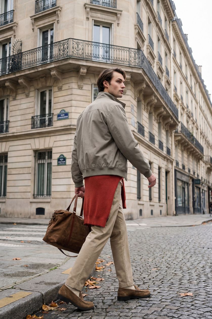 رجال كاكي جاكيت اوفر سايز بياخة بولو