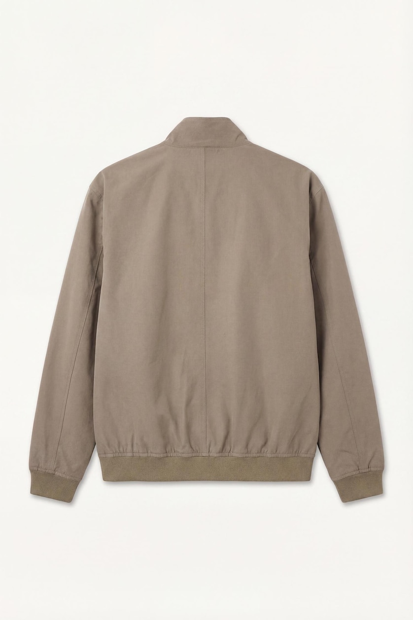 Men Khaki Oversize Fit Polo Collar Zip-Up Jacket
