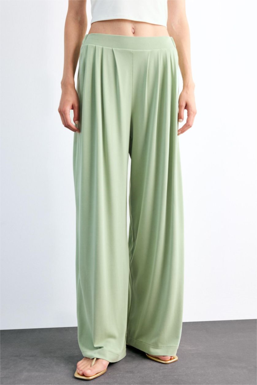 نساء أكوا بنطرون باجي فيت برجل واسع وخصر مطاطي