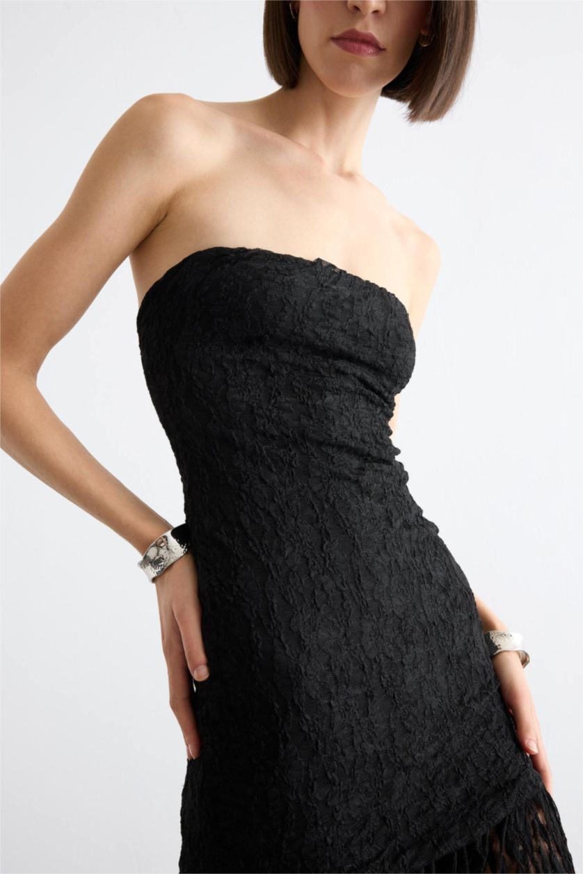 Woman Black Lace Maxi Skirt