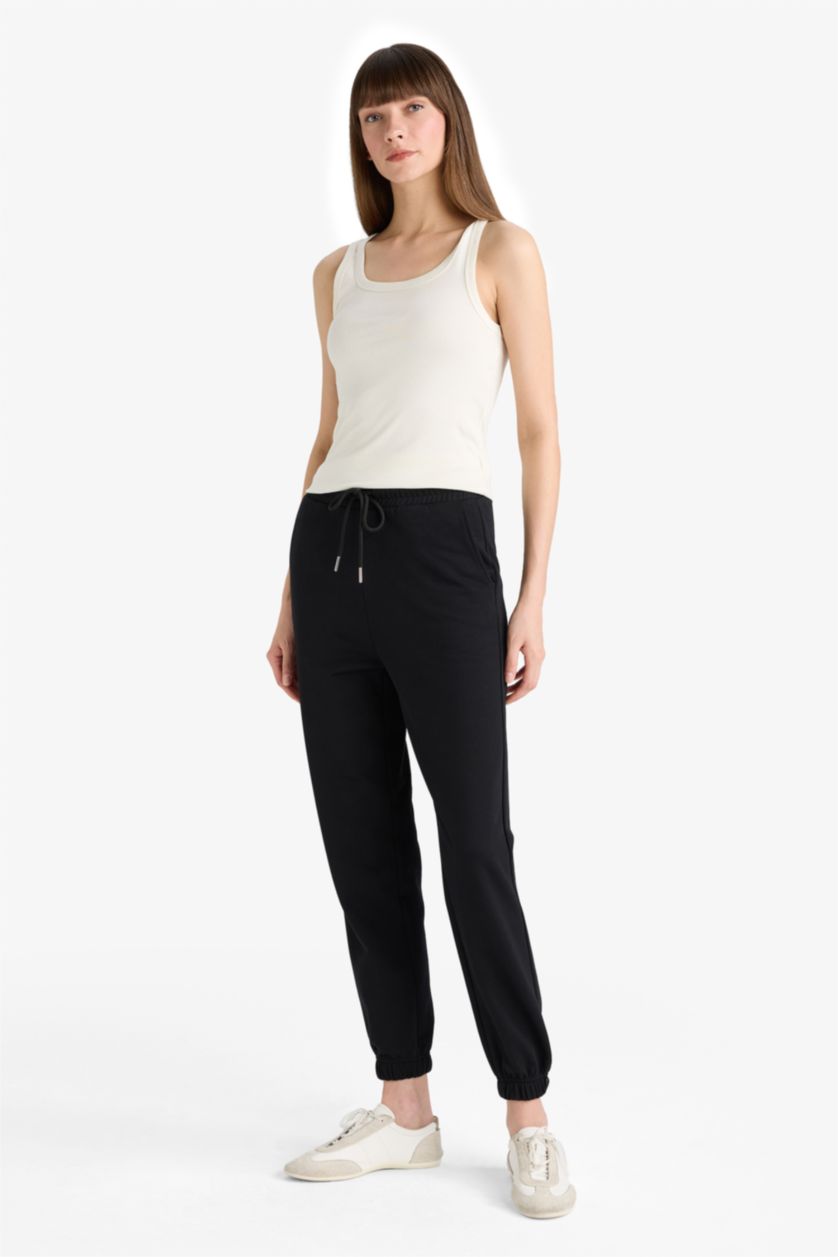 WOMAN Black jogger Thin Sweatshirt Fabric Trousers