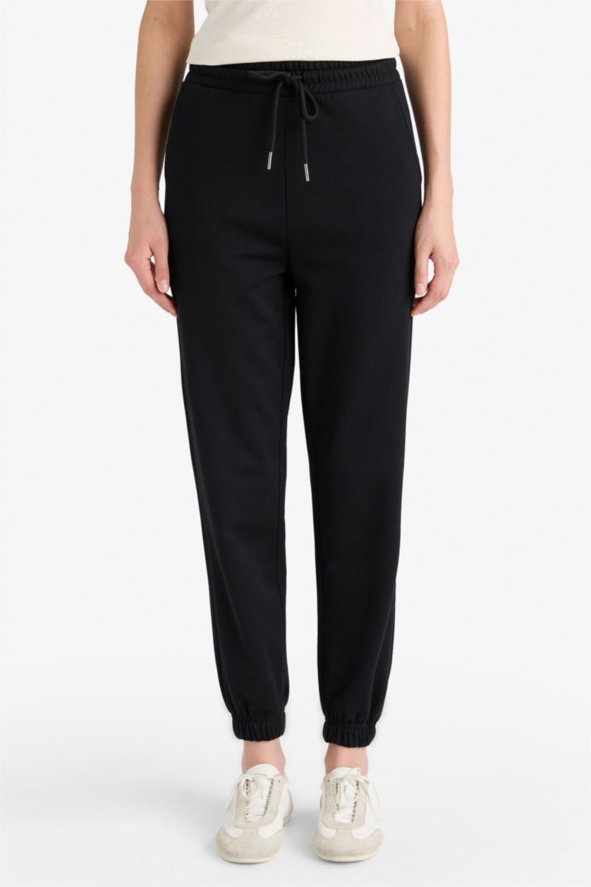 WOMAN Black jogger Thin Sweatshirt Fabric Trousers