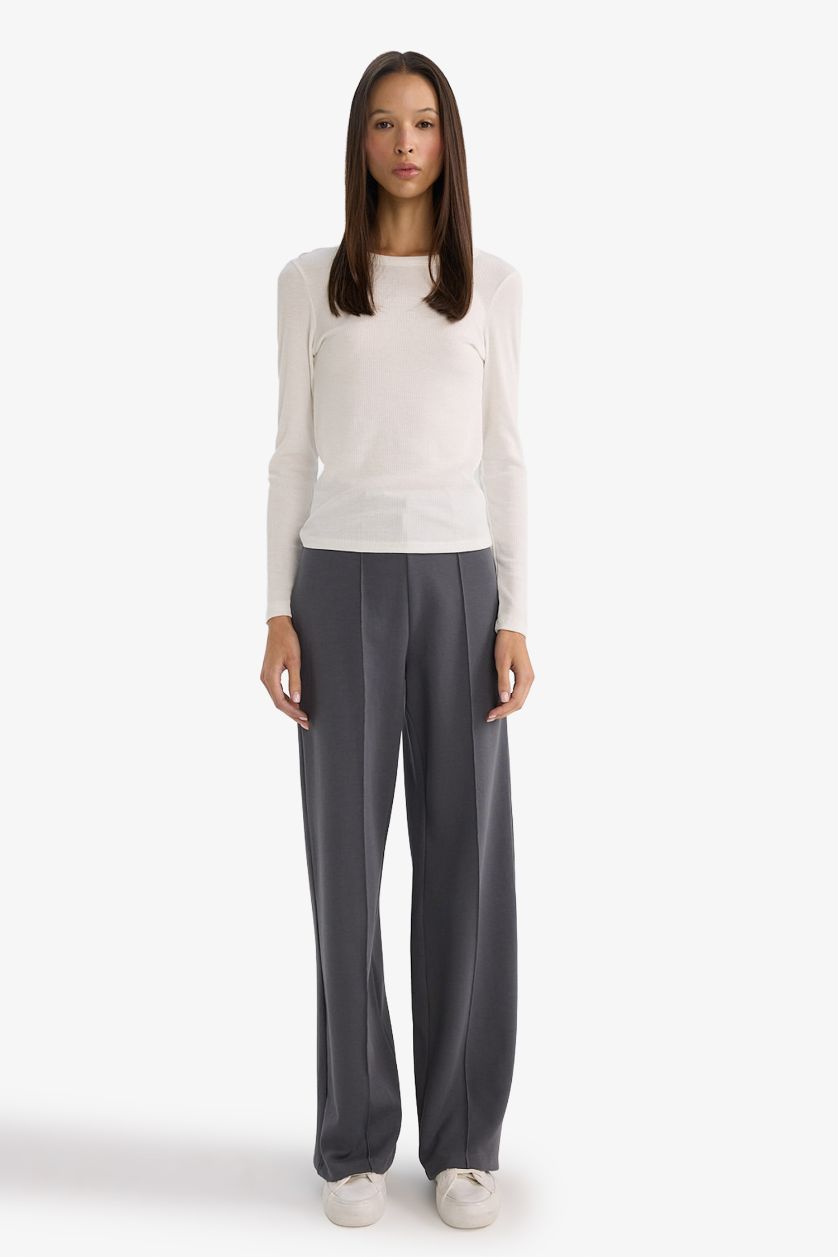 Kadın Antrasit Straıght Fıt Kalın Sweatshirt Kumaşı Pantolon