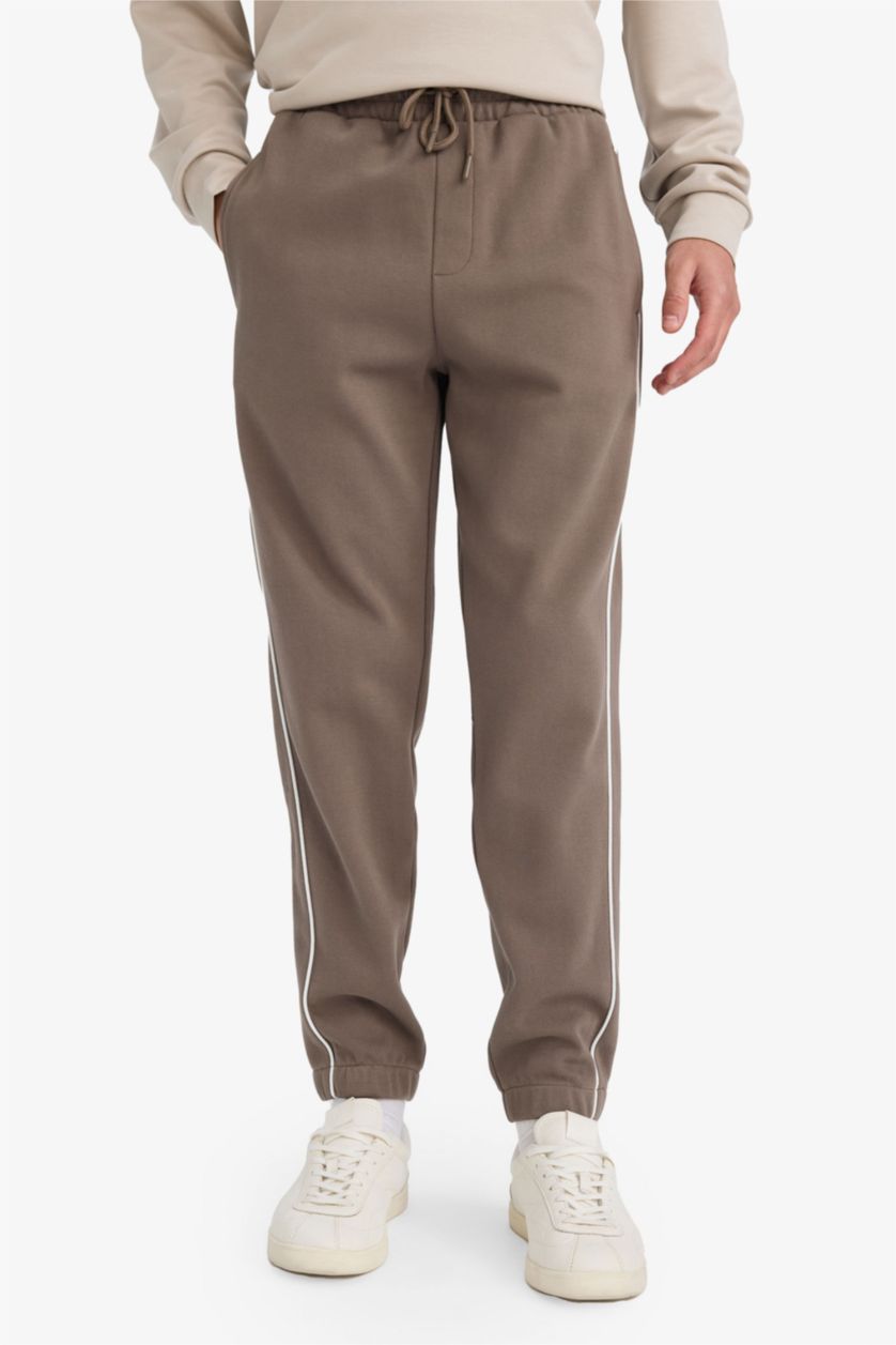 Erkek Açık Kahve Slım Fıt Fermuar Cepli Pike Pantolon