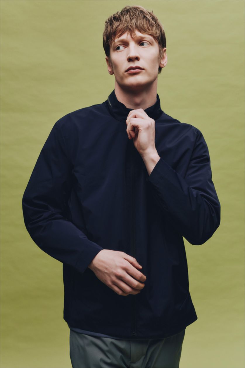 MAN Black Regular Fit Turtle Neck Zip-Up Jacket